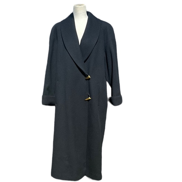 Anne Klein II Black Wool Long Coat - Picture 1 of 14